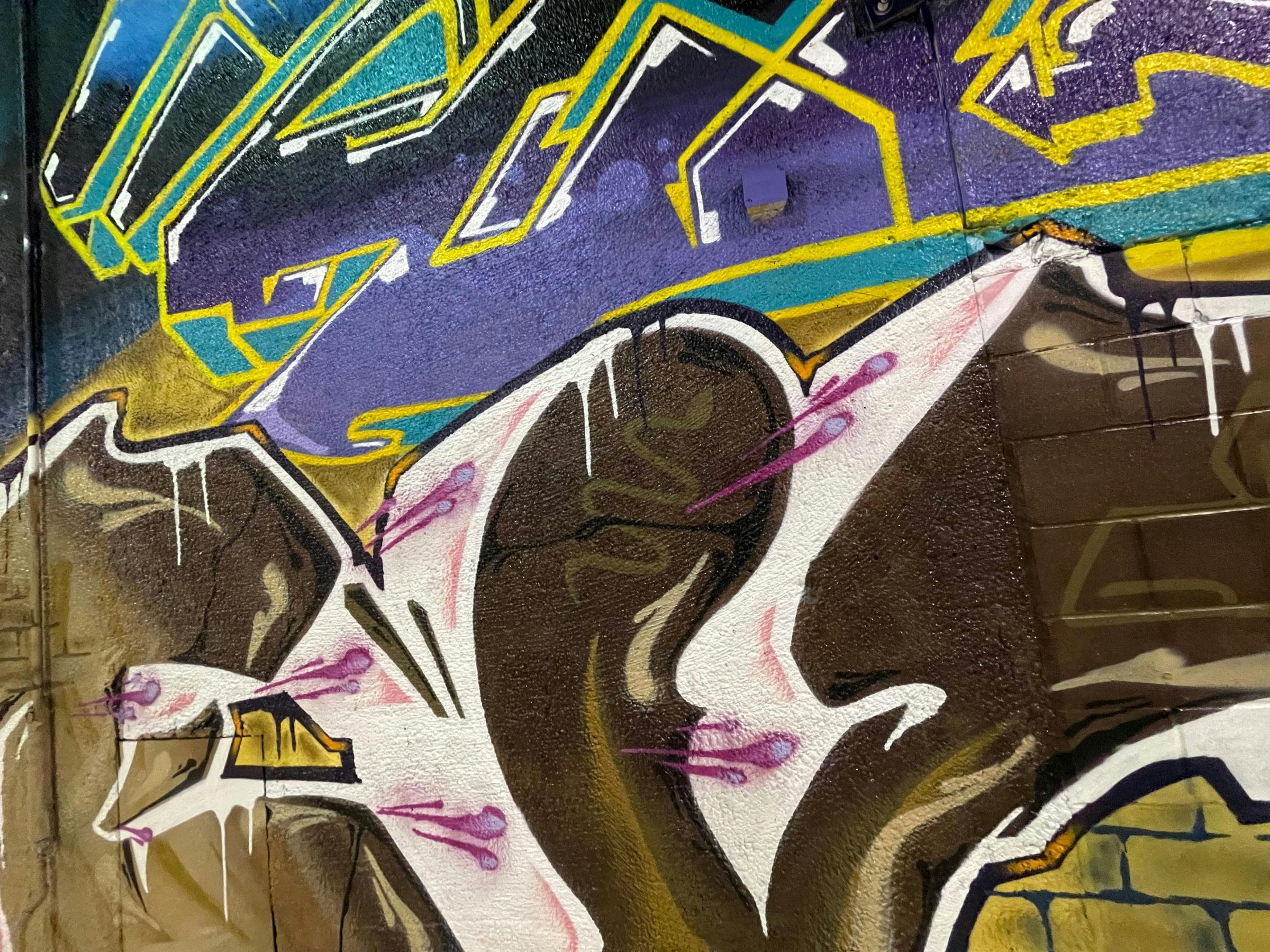 Closeup of a graffiti production wall